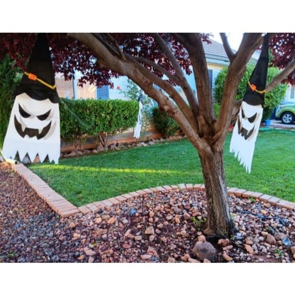 3 Pcs Halloween Decor Outdoor Decor Hanging Lighted Glowing Ghost Witch Hat - Picture 1 of 2